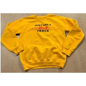 Y2K Mack Truck Built Like A Mack Truck Yellow Graphic‎ Sweatshirt Size Small
